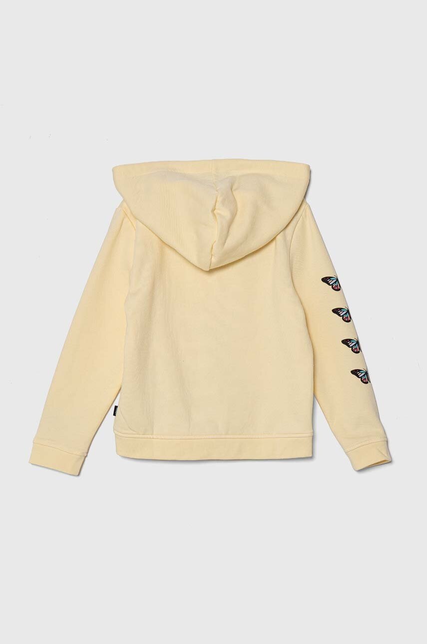 Дитяча бавовняна кофта Vans FLUTTER FLY ZIP HOODIE колір жовтий з капюшоном з принтом Дитяча бавовняна кофта Vans FLUTTER FLY ZIP HOODIE колір жовтий з капюшоном з принтом