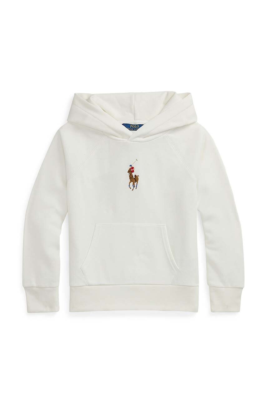 

Детски памучен суичър Polo Ralph Lauren в бяло с качулка с апликация 313844838019, Бял