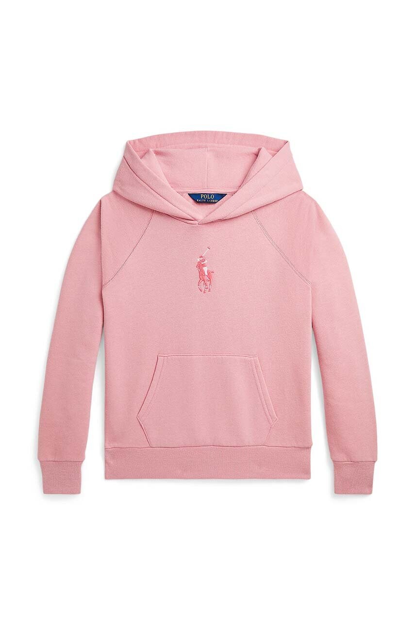 Levně Dětská mikina Polo Ralph Lauren růžová barva, s kapucí, s aplikací, 313941120001