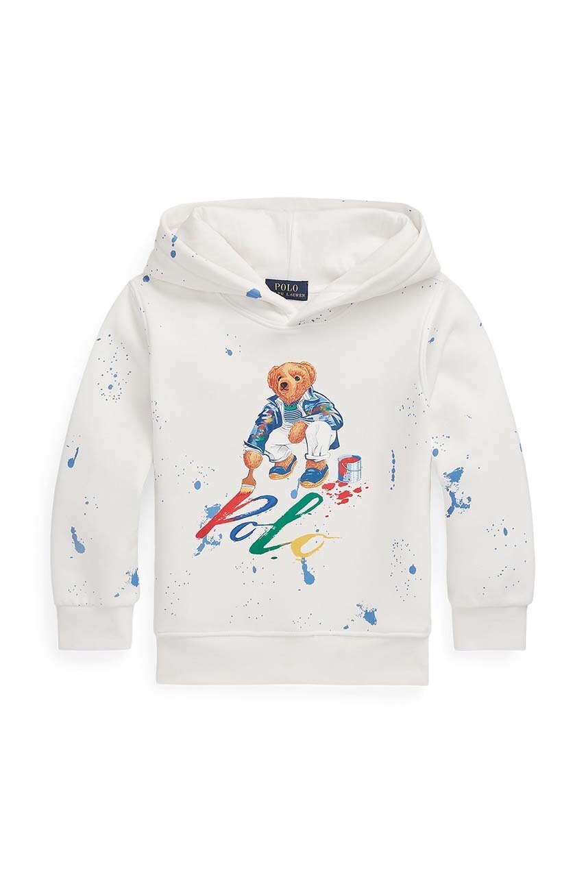 

Детская кофта Polo Ralph Lauren цвет белый с капюшоном узор