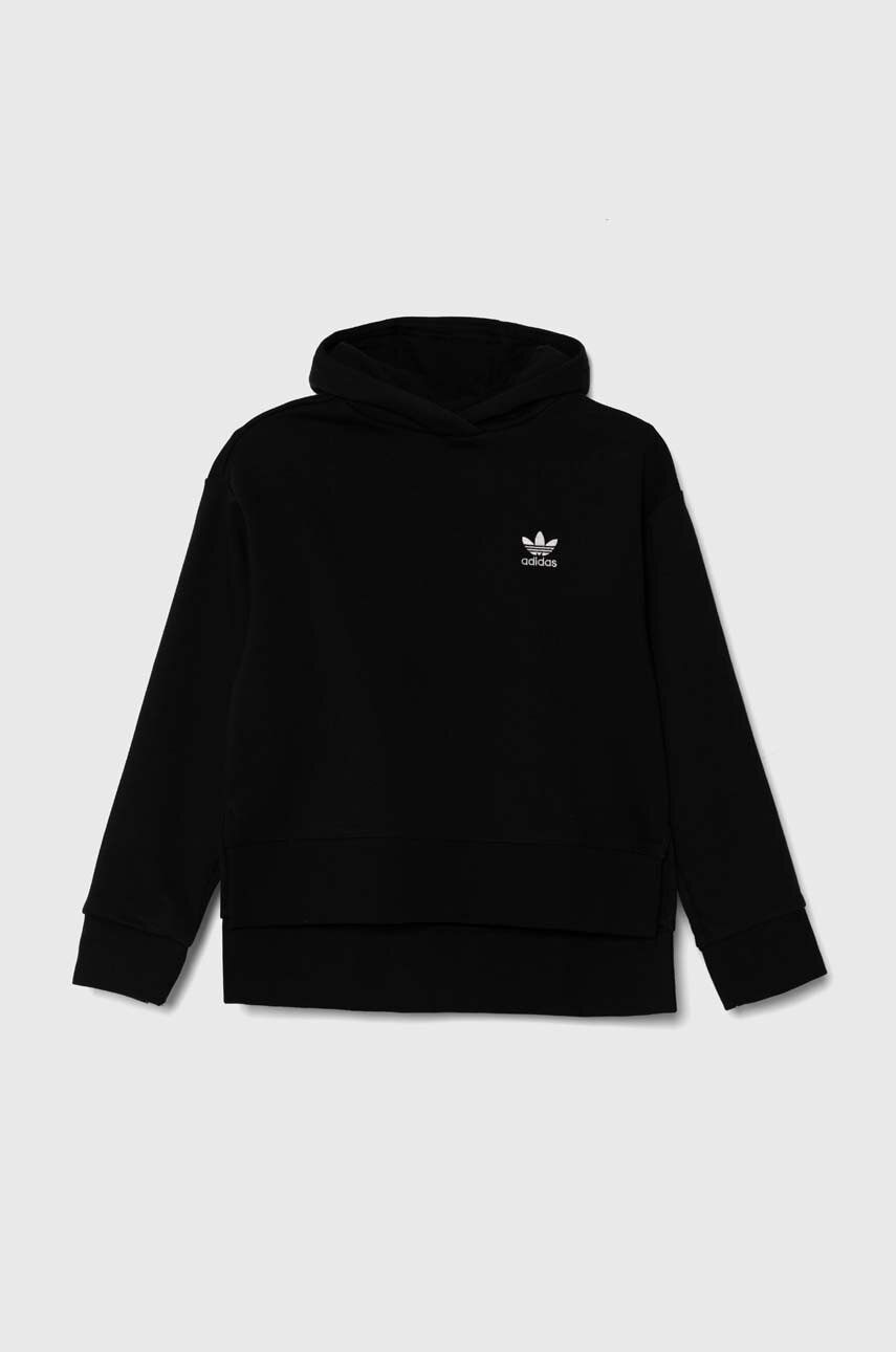 Levně Dětská mikina adidas Originals černá barva, s kapucí, hladká