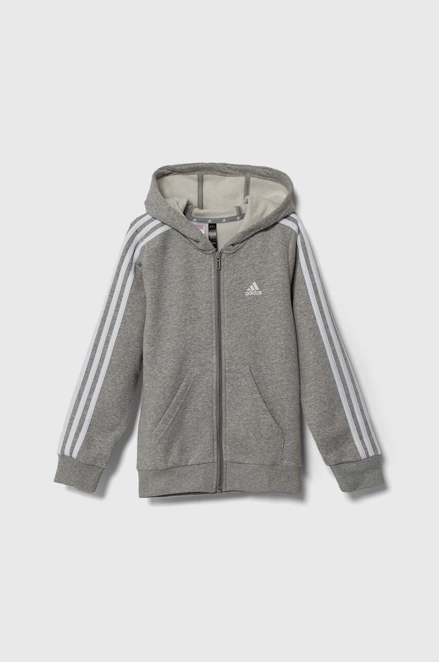 E-shop Dětská mikina adidas šedá barva, s kapucí, melanžová