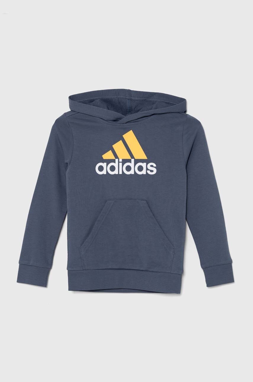 

Детски суичър adidas в сиво с качулка с принт, Сив