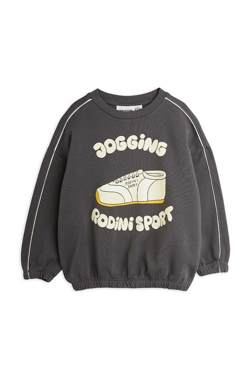 Детская хлопковая кофта Mini Rodini цвет серый с принтом Детская хлопковая кофта Mini Rodini цвет серый с принтом