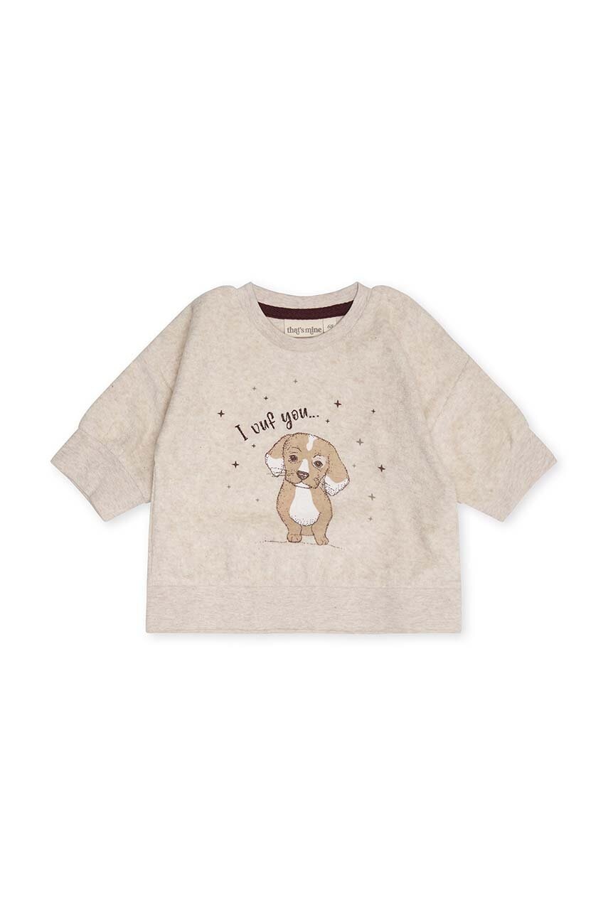 Детская хлопковая кофта That's mine Sora цвет бежевый с принтом Детская хлопковая кофта That's mine Sora цвет бежевый с принтом