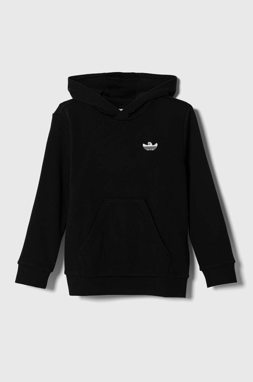 Levně Dětská mikina adidas Originals černá barva, s kapucí, s potiskem