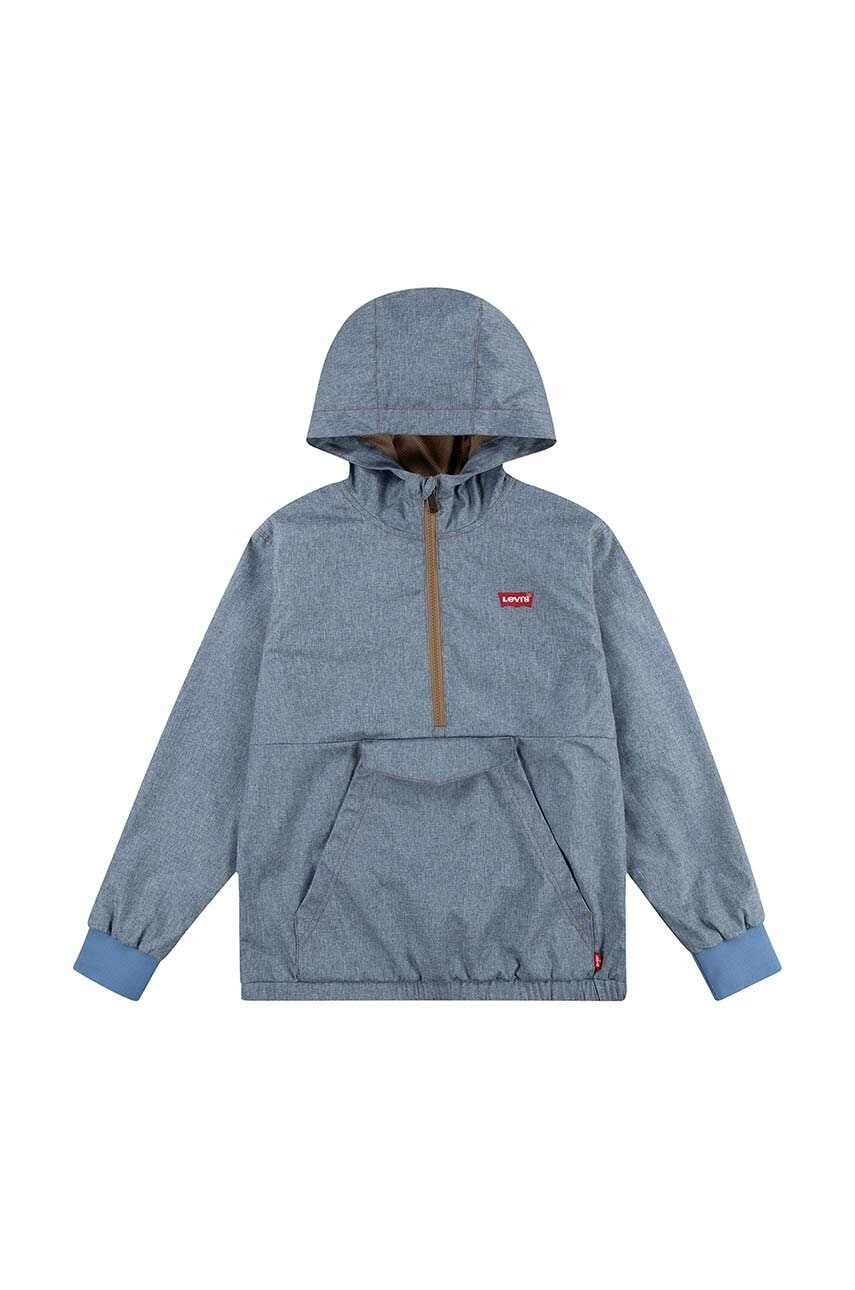 Levně Dětská bavlněná mikina Levi's LVB CHAMBRAY ANORAK s kapucí, hladká