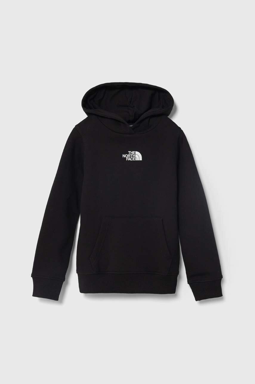 The North Face hanorac de bumbac pentru copii PO ZUMU HOODIE culoarea negru, cu glugă, cu imprimeu