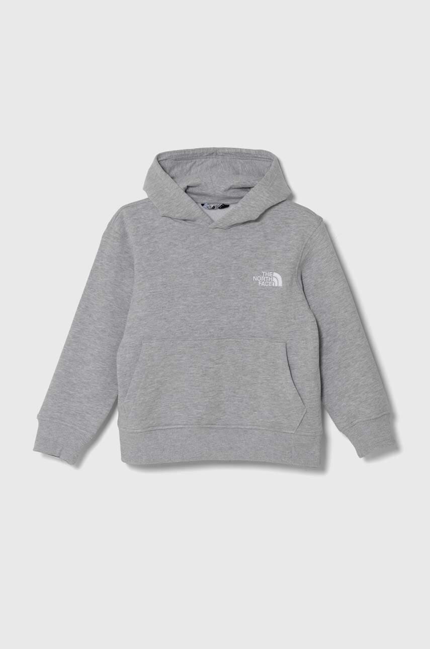 The North Face bluza OVERSIZED HOODIE culoarea gri, cu glugă, melanj