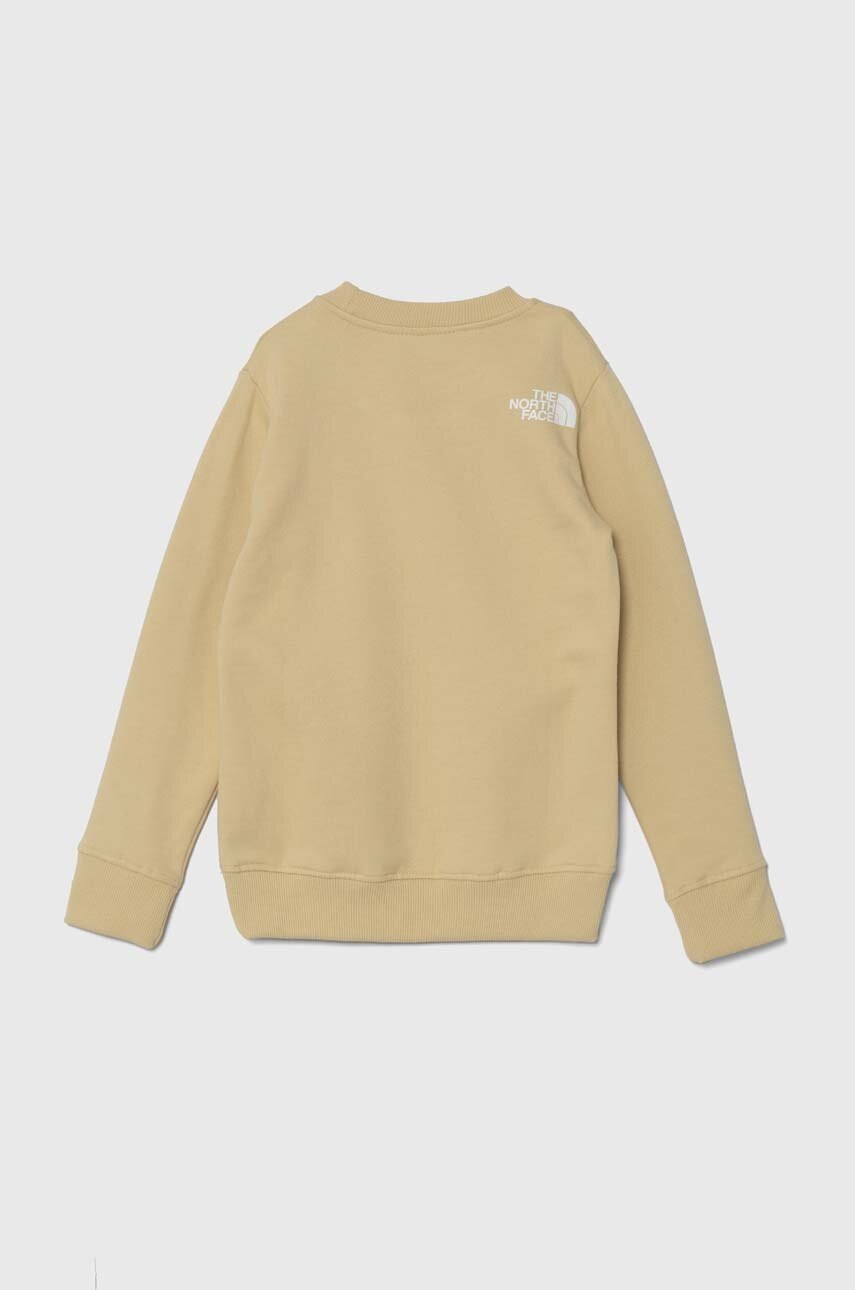 Детская хлопковая кофта The North Face NEW GRAPHIC CREW цвет бежевый с принтом