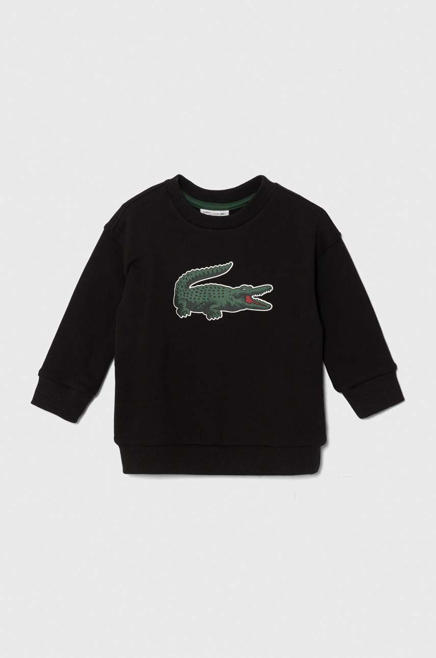 E-shop Dětská bavlněná mikina Lacoste černá barva, s potiskem