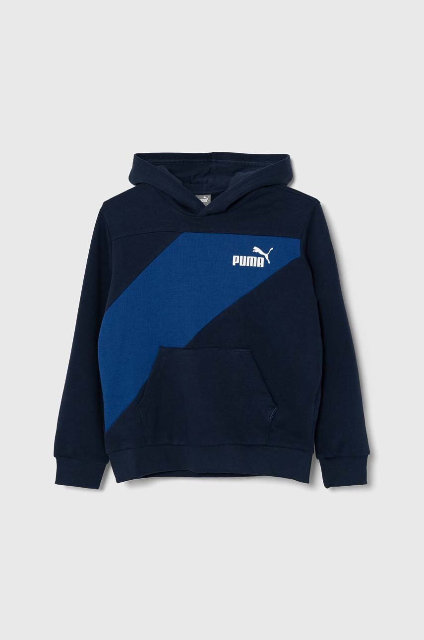 Levně Dětská mikina Puma PUMA POWER Colorblock TR B Club N tmavomodrá barva, s kapucí, vzorovaná