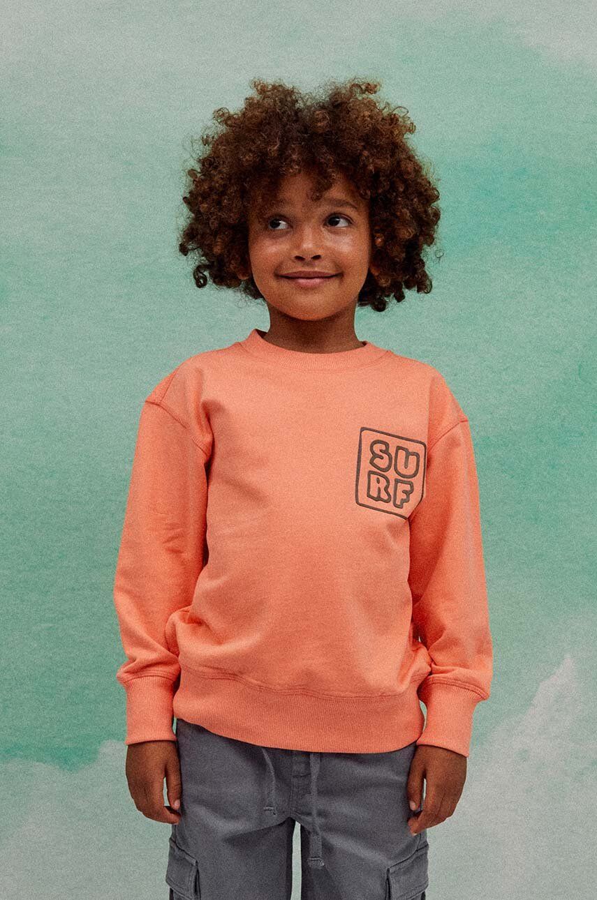 E-shop Dětská bavlněná mikina zippy oranžová barva, s potiskem