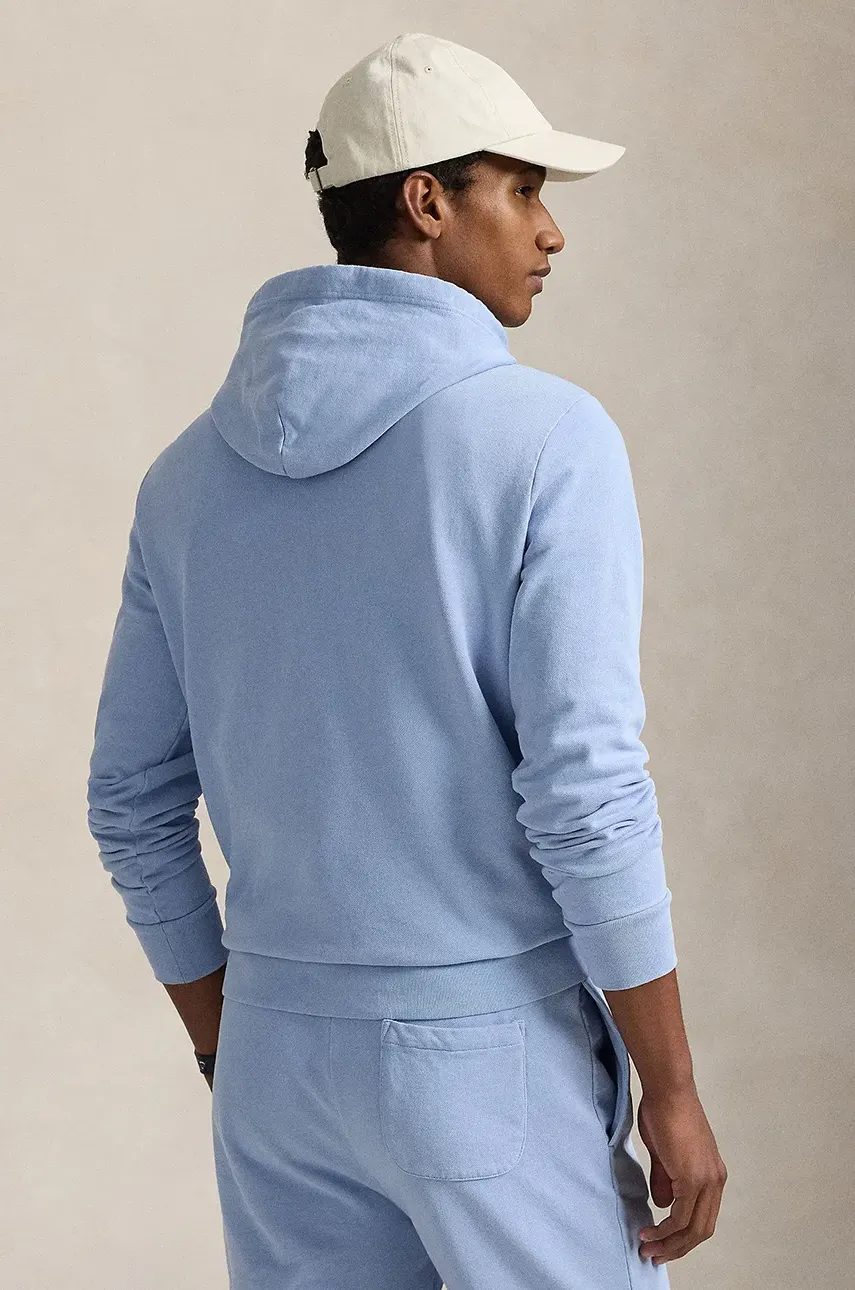 Хлопковая кофта Polo Ralph Lauren мужская с капюшоном однотонная 710916690 Хлопковая кофта Polo Ralph Lauren мужская с капюшоном однотонная 710916690