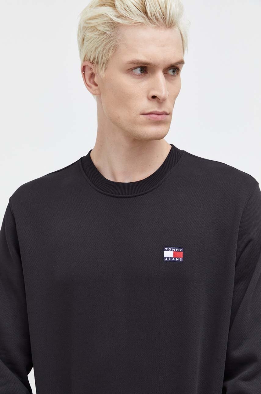 Tommy Jeans hanorac de bumbac bărbați, culoarea negru, uni DM0DM17986