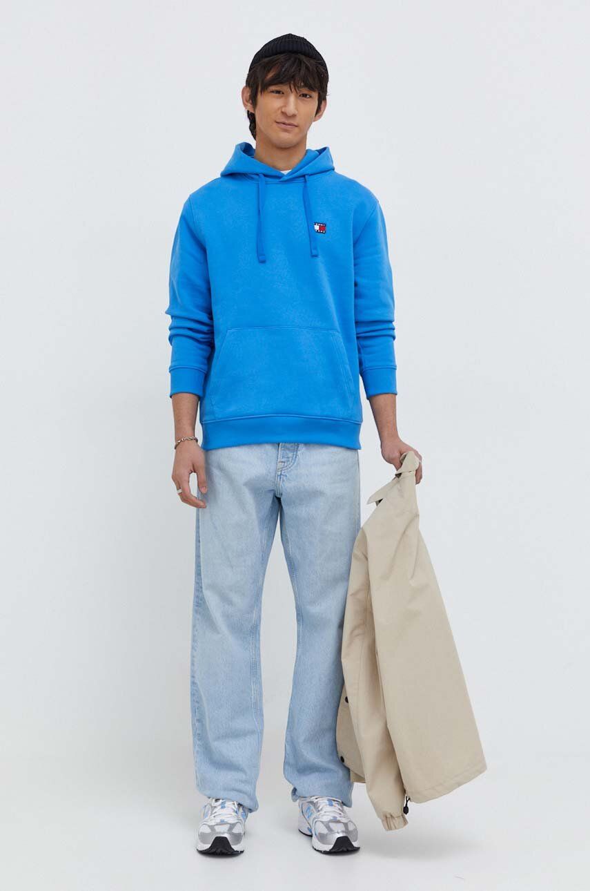 E-shop Bavlněná mikina Tommy Jeans pánská, s kapucí, hladká