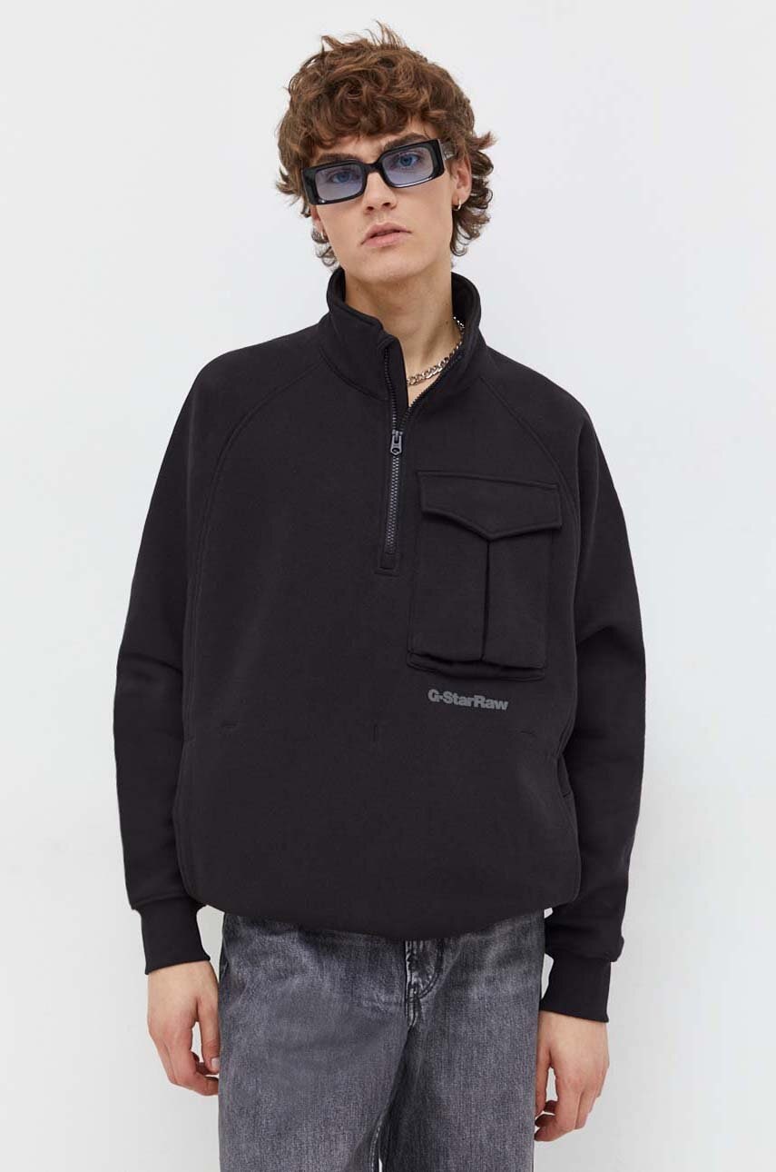 G-Star bluză bărbați, culoarea negru, uni