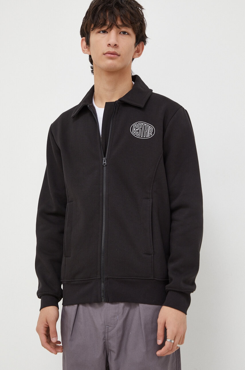 G-Star Raw bluza barbati, culoarea negru, neted G-Star Raw bluza barbati, culoarea negru, neted