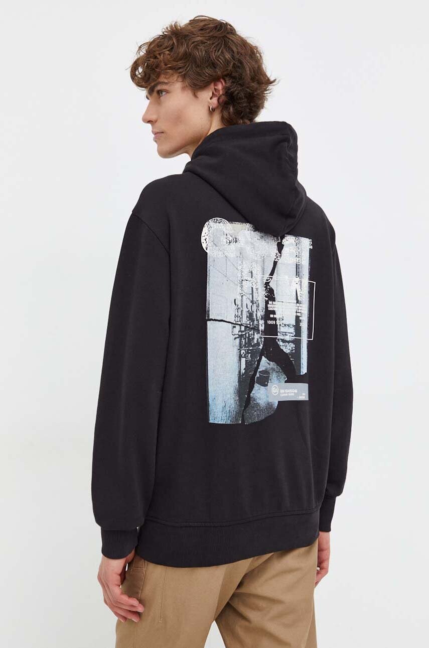 

Бавовняна кофта G-Star Raw чоловіча колір чорний з капюшоном з принтом