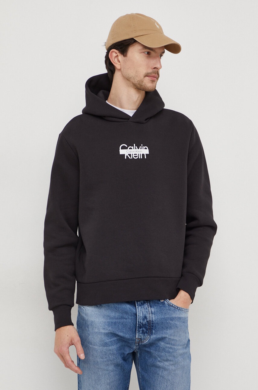 

Суичър Calvin Klein в черно с качулка принт K10K112251, Черен