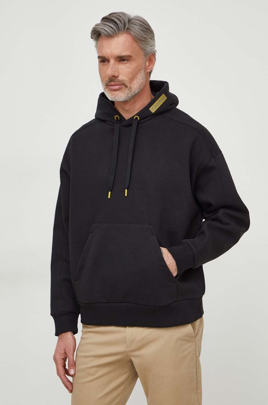 E-shop Mikina Calvin Klein pánská, černá barva, s kapucí, hladká
