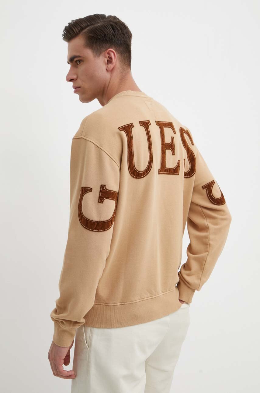 

Памучен суичър Guess FINCH в кафяво с апликация M4RQ22 K9YI1, Кафяв