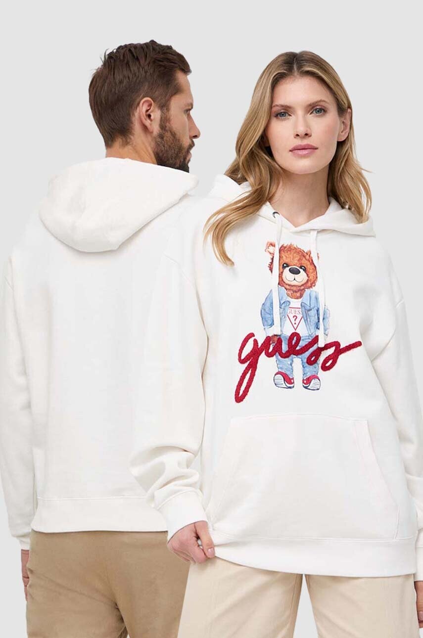 

Суичър Guess в бежово с качулка апликация M4RQ25 KBJ31, Бежов