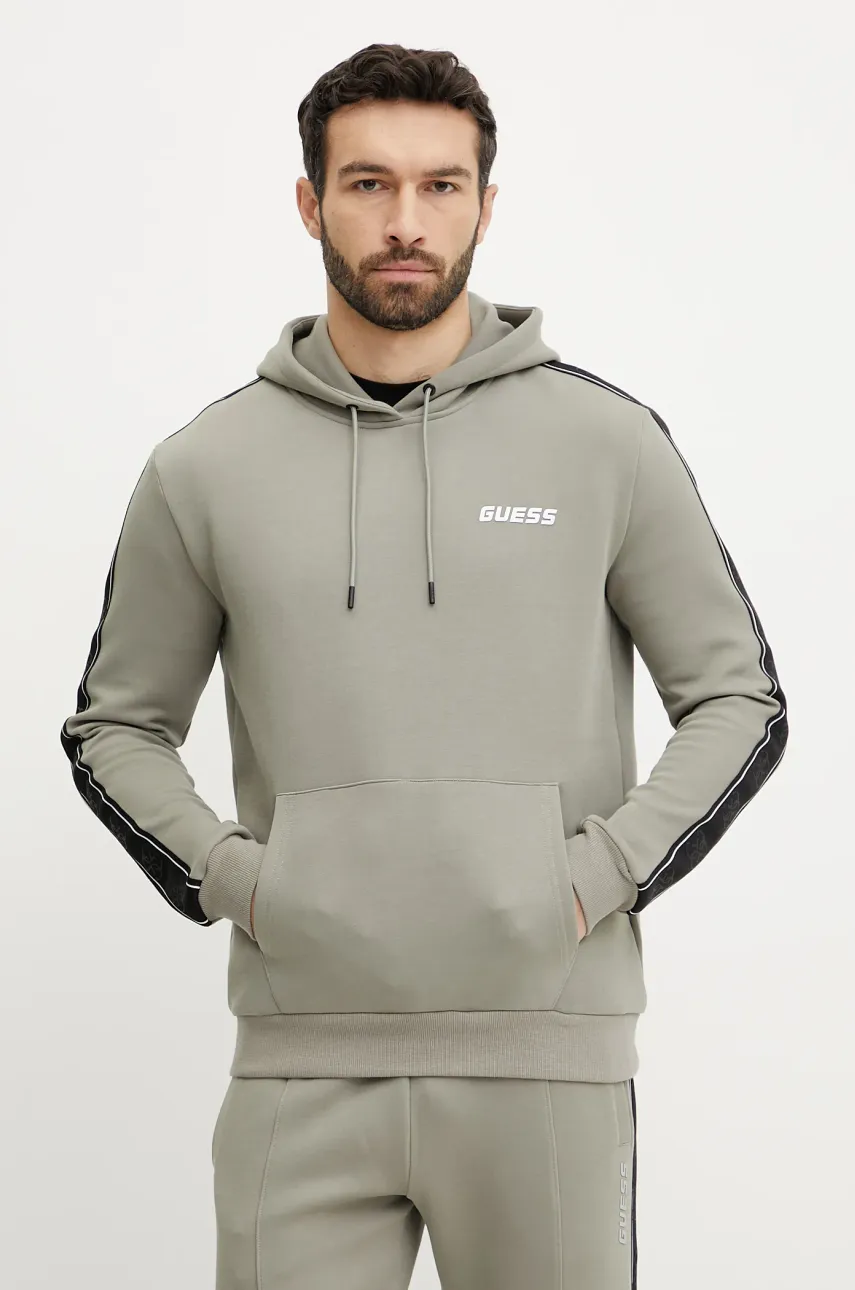 Levně Mikina Guess MICKEY pánská, hnědá barva, s kapucí, s potiskem, Z4RQ21 KB3P2