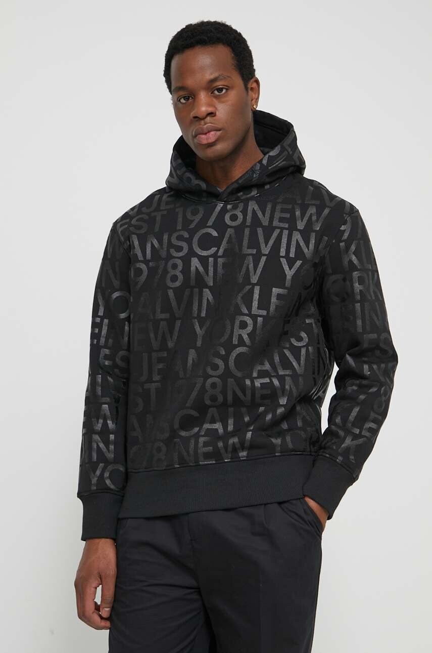 

Суичър Calvin Klein Jeans в черно с качулка десен J30J324634, Черен