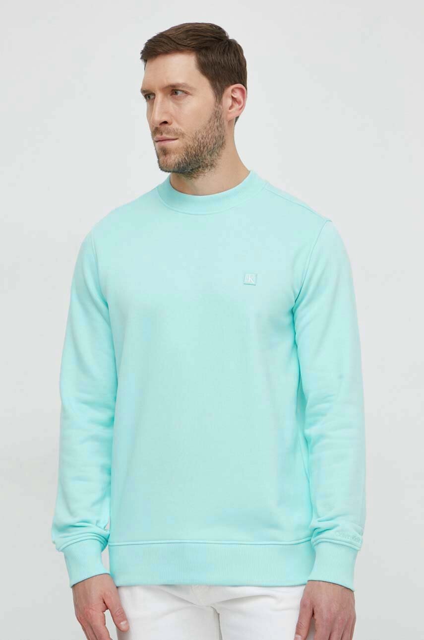 

Суичър Calvin Klein Jeans в синьо с изчистен дизайн J30J325270, Тюркоазен