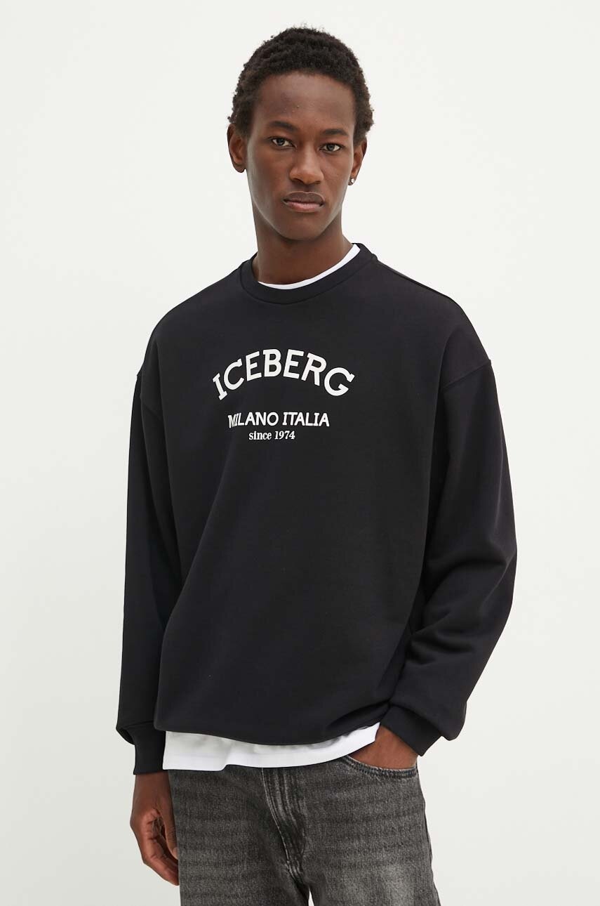 Iceberg bluza barbati, culoarea negru, cu imprimeu Iceberg bluza barbati, culoarea negru, cu imprimeu