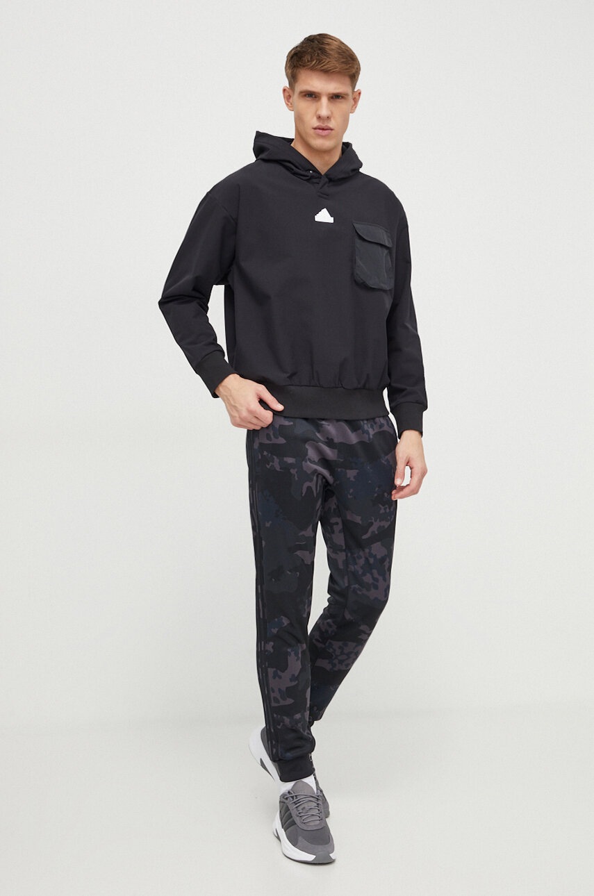 Μπλούζα adidas χρώμα: μαύρο, με κουκούλα IR5180 φωτογραφία