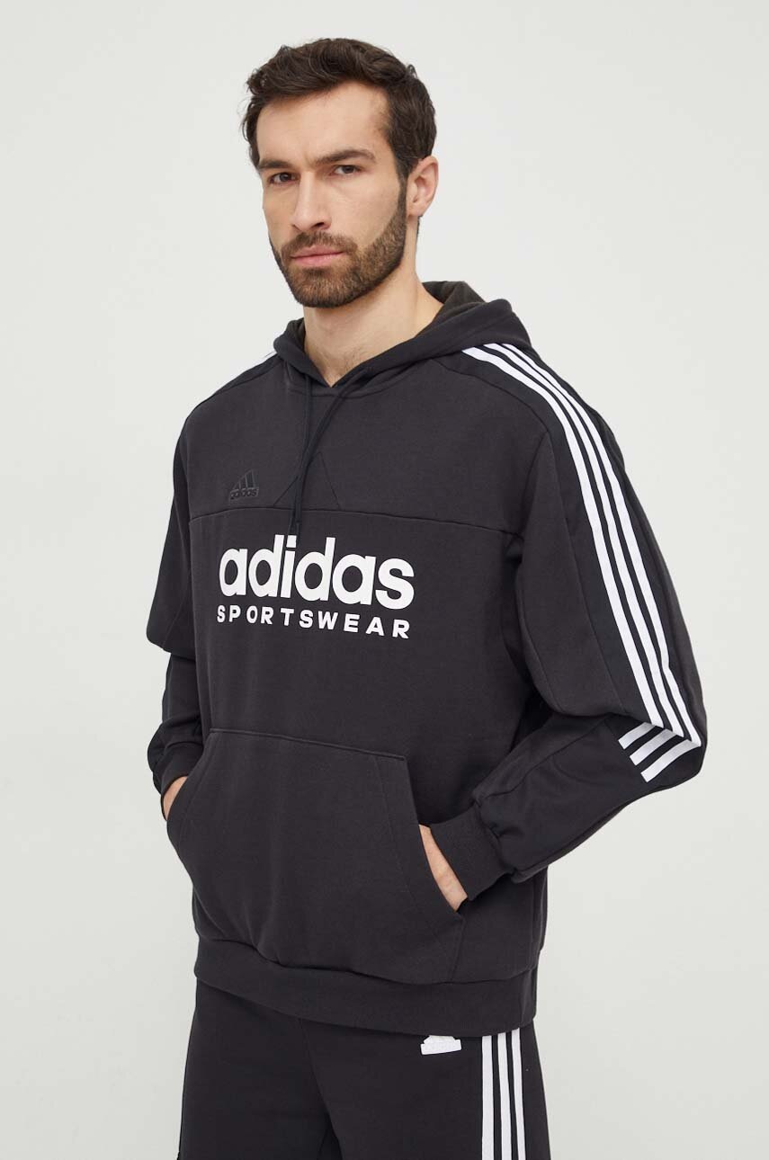 adidas bluza TIRO barbati, culoarea negru, cu glugă, cu imprimeu