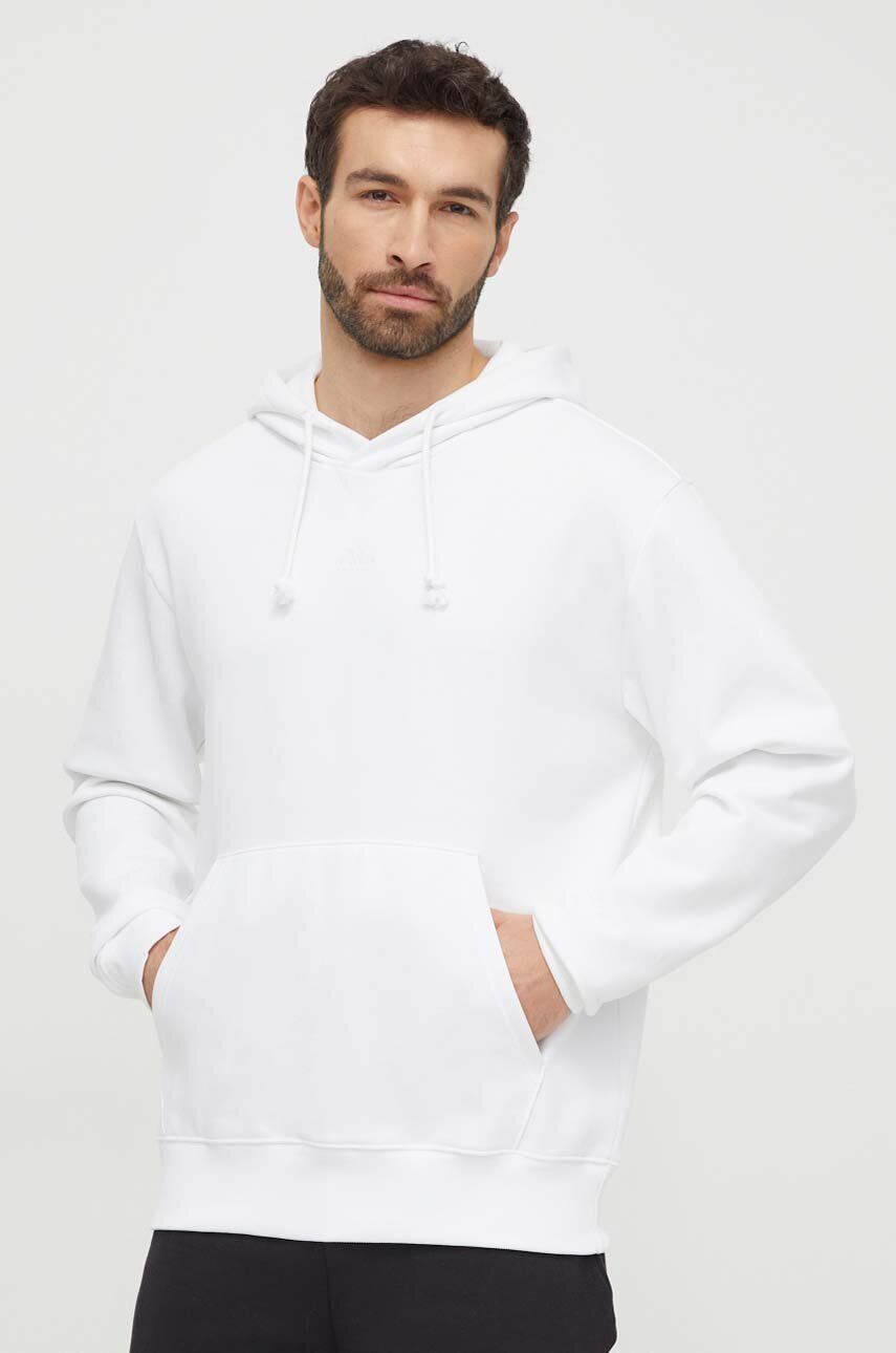 Levně Mikina adidas pánská, bílá barva, s kapucí, hladká, IX3953