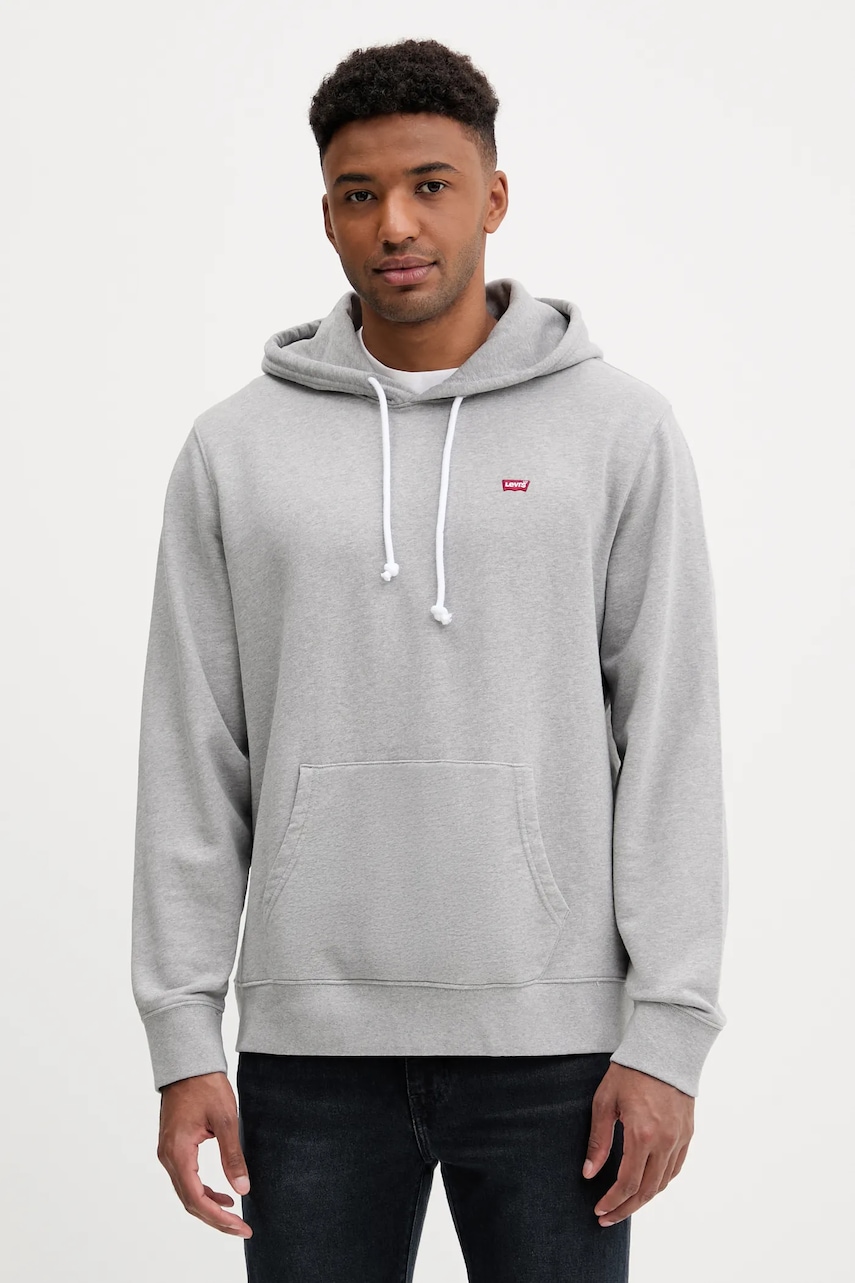 Levi's hanorac de bumbac culoarea verde, cu glugă, uni, 34581