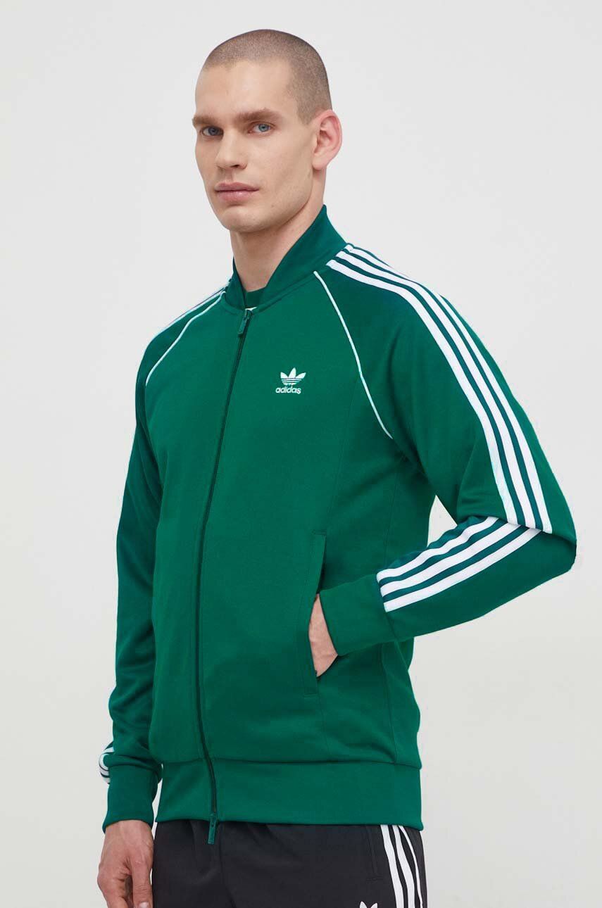 adidas Originals bluză Adicolor Classics SST bărbați, culoarea verde, cu imprimeu, IR9863