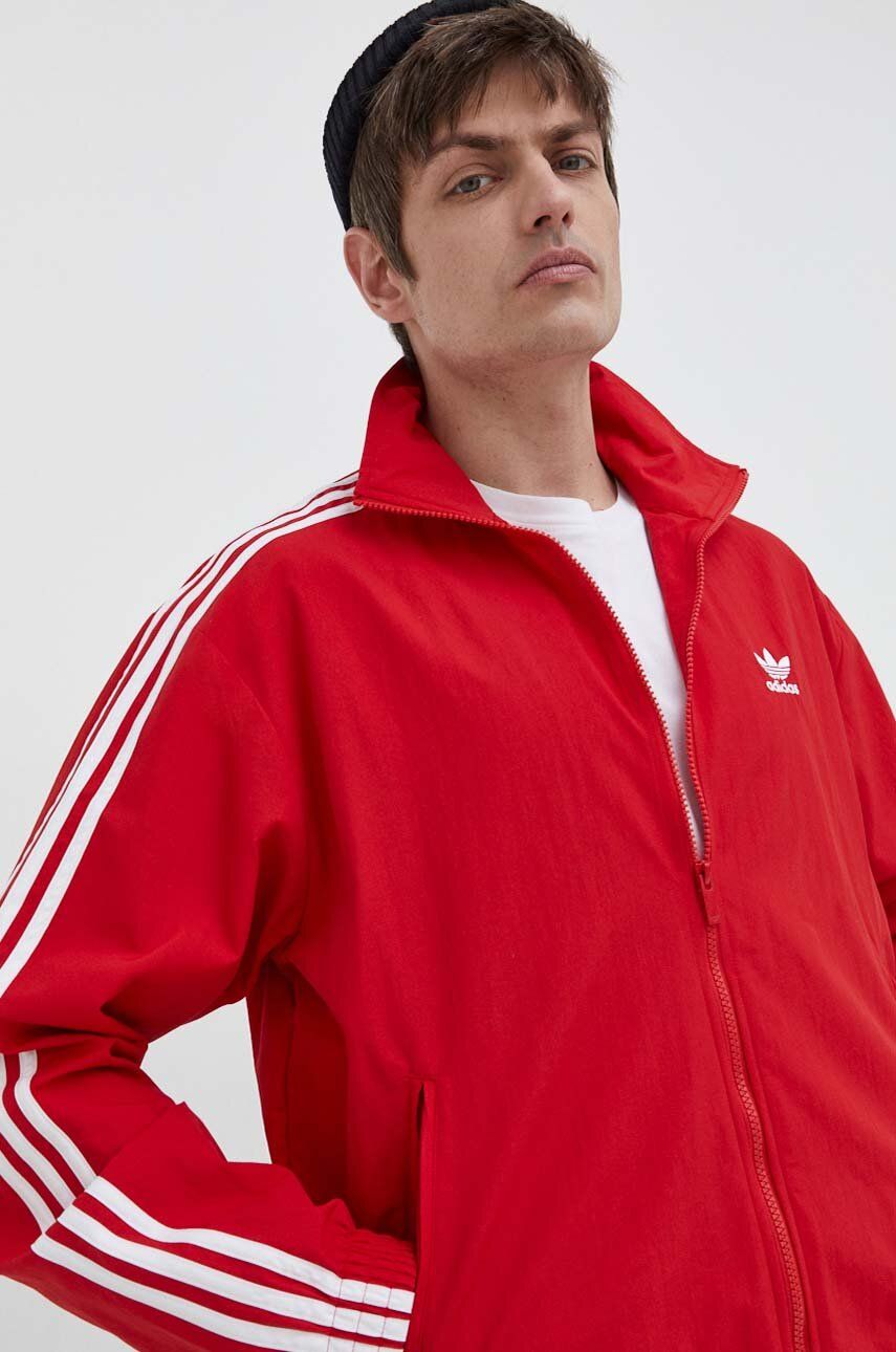 adidas Originals bluza Adicolor Woven Firebird Track Top barbati, culoarea rosu, modelator, IT2495