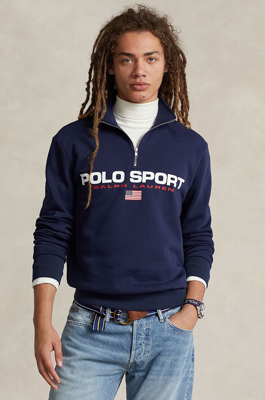 Levně Mikina Polo Ralph Lauren pánská, tmavomodrá barva, s potiskem