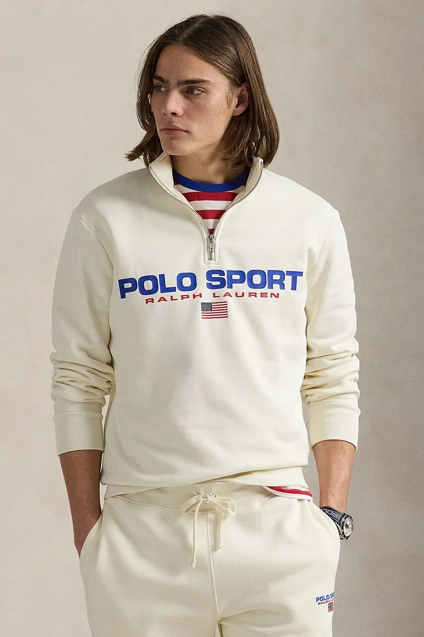 

Суичър Polo Ralph Lauren в бяло с принт 710835766, Бежов