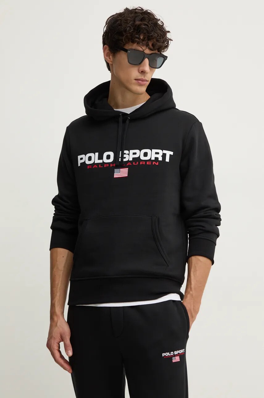 Levně Mikina Polo Ralph Lauren pánská, bílá barva, s kapucí, s potiskem, 710938447