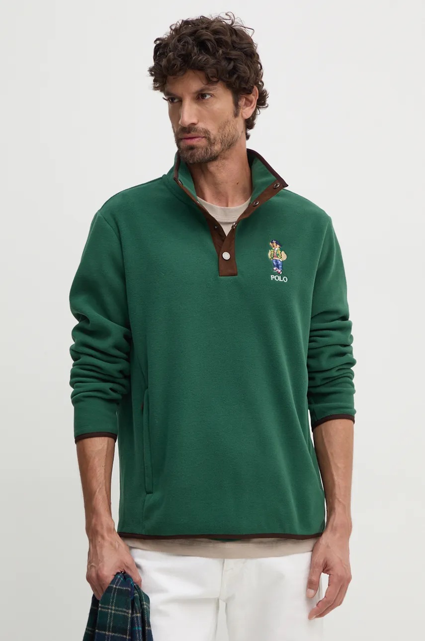 

Поларен суичър Polo Ralph Lauren в зелено с апликация, Зелен