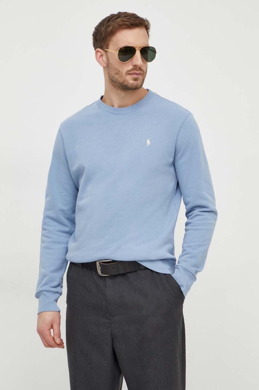 

Памучен суичър Polo Ralph Lauren в синьо с изчистен дизайн 710916689, Син
