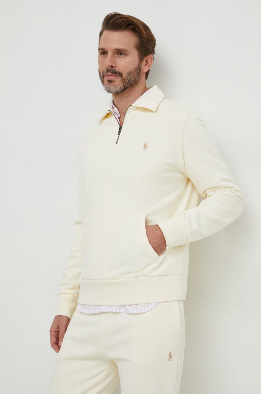 Bavlněná mikina Polo Ralph Lauren pánská, béžová barva, hladká, 710934601