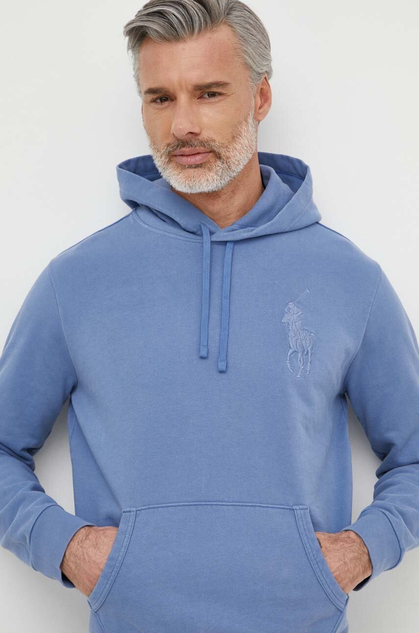 

Памучен суичър Polo Ralph Lauren в синьо с качулка апликация 710936510, Син