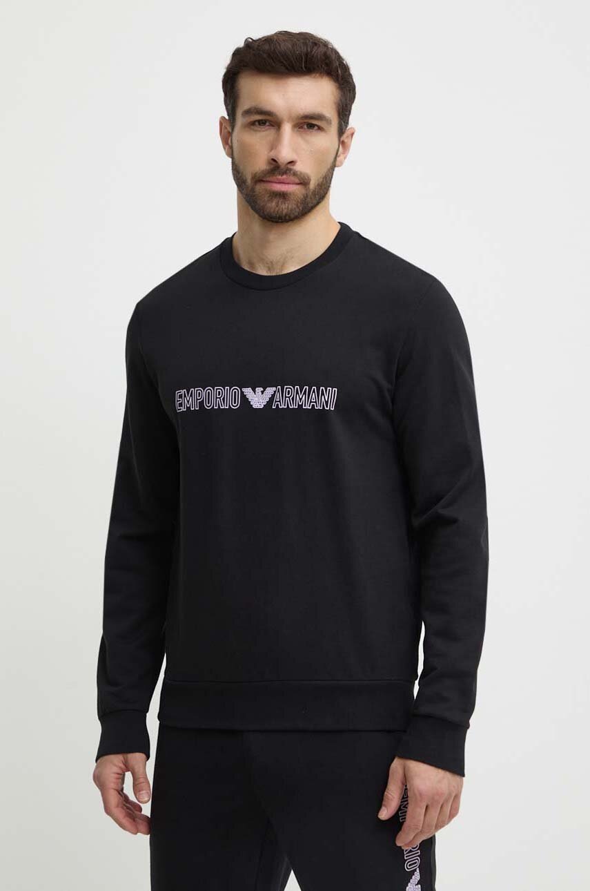

Домашен суичър от памук Emporio Armani Underwear в черно с принт 111785 4R566, Черен