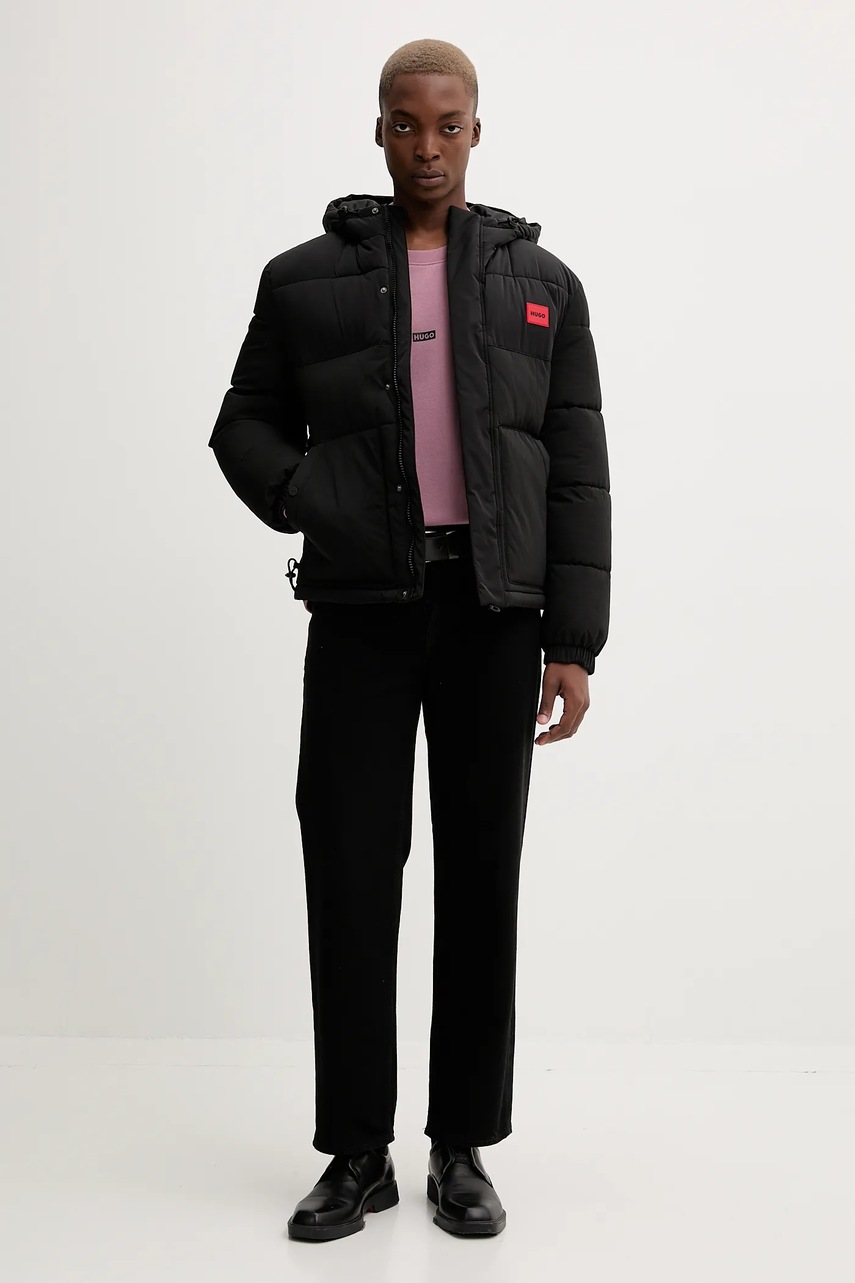 Хлопковая кофта Hugo Blue цвет чёрный с принтом 50510732