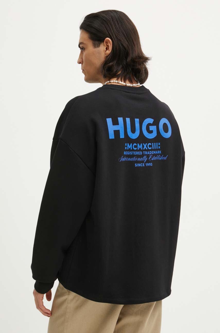

Памучен суичър Hugo Blue в бежово с принт 50510732, Черен