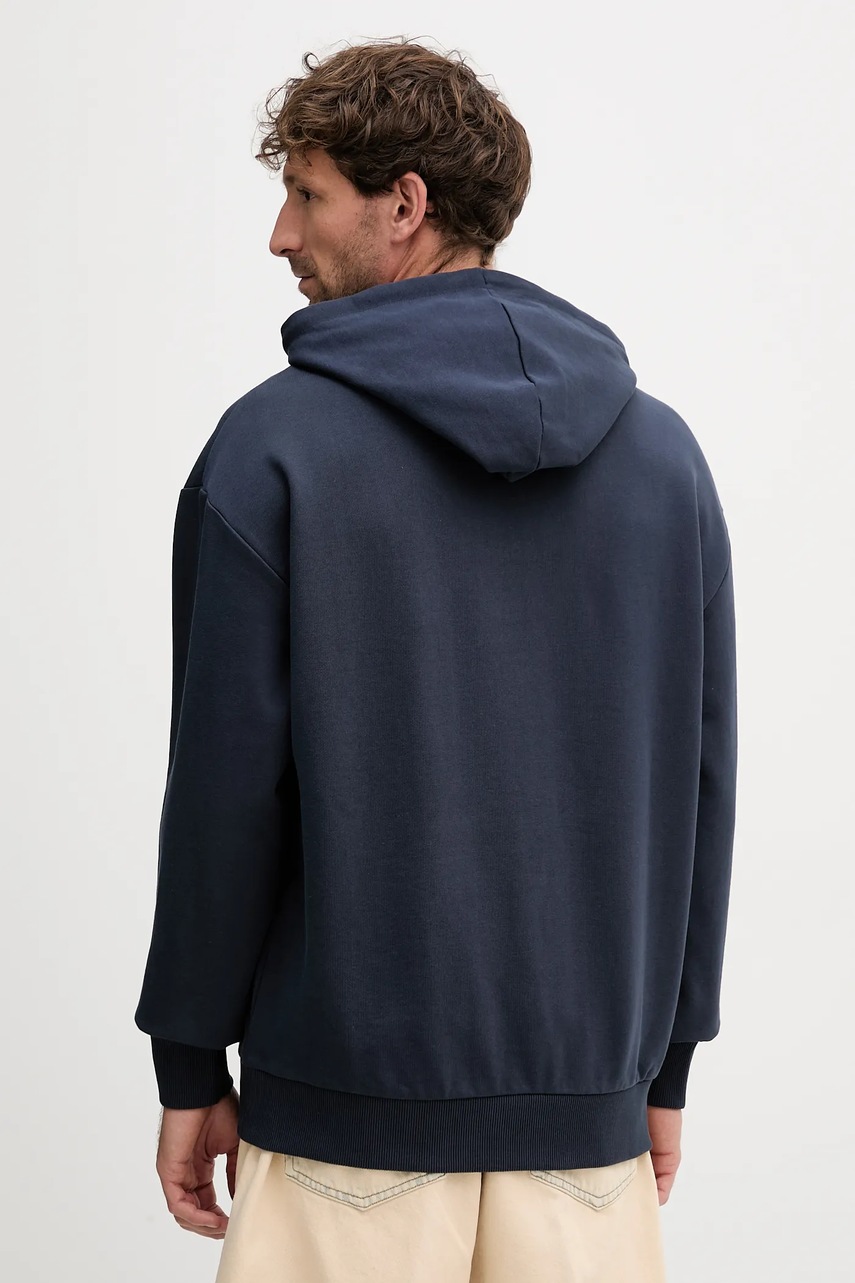 Хлопковая кофта Hugo Blue цвет бежевый с капюшоном однотонная