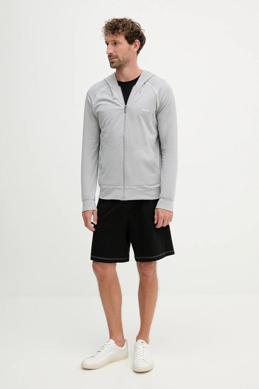 Кофта лаунж BOSS цвет синий с капюшоном однотонная Кофта лаунж BOSS цвет синий с капюшоном однотонная