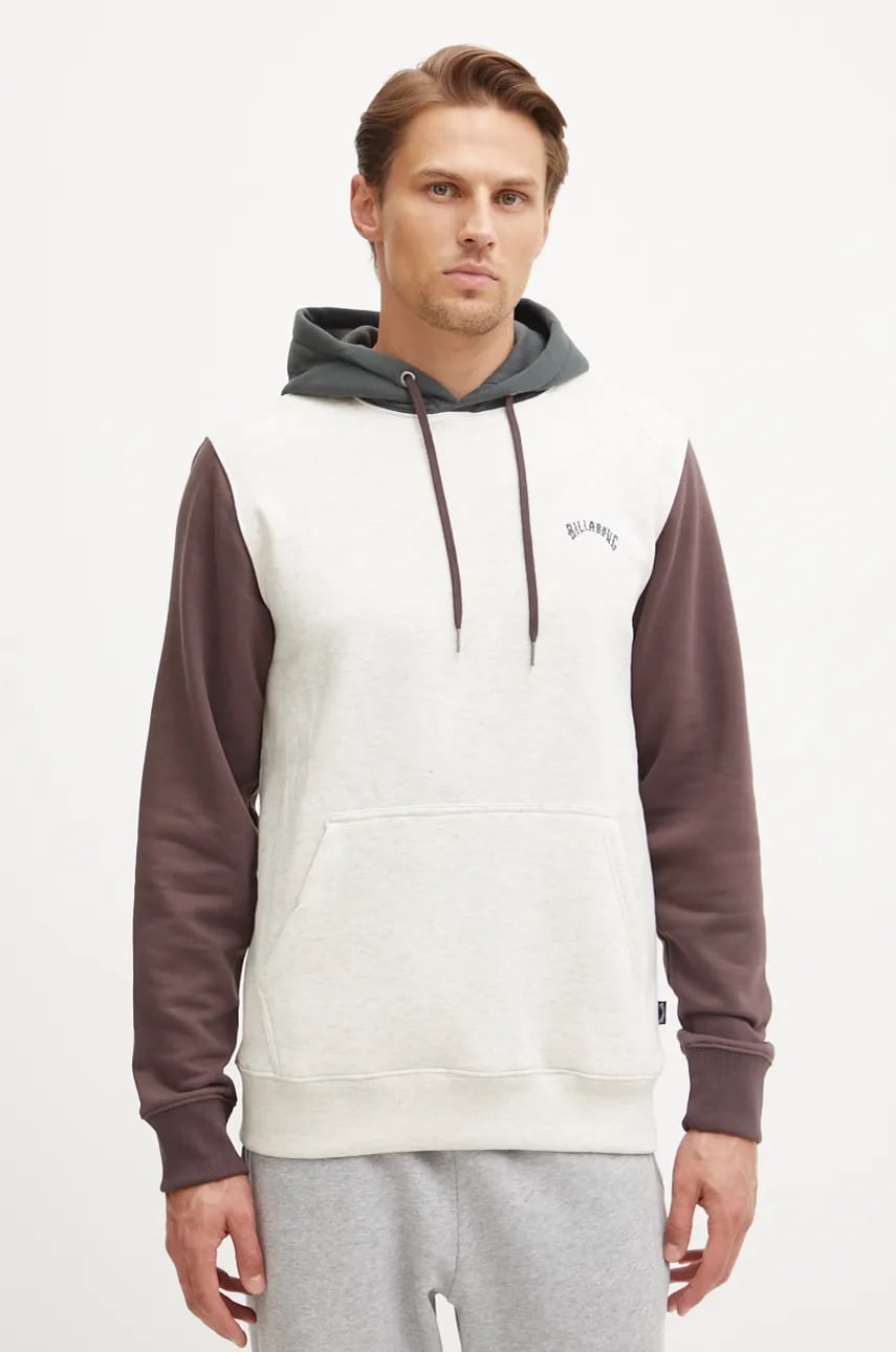 Billabong bluza barbati, culoarea bej, cu glugă, cu imprimeu Billabong bluza barbati, culoarea bej, cu glugă, cu imprimeu